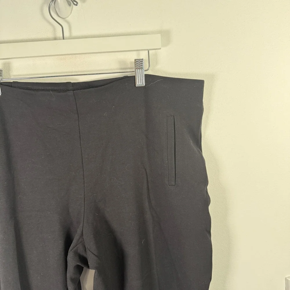 Chicos Juliet Slim Side Vent Pants Black Pull On Office Career Womens 3 US XL 16
